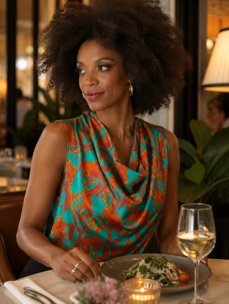 PURE SILK BLOUSE WITH DEGAJE COLLAR
